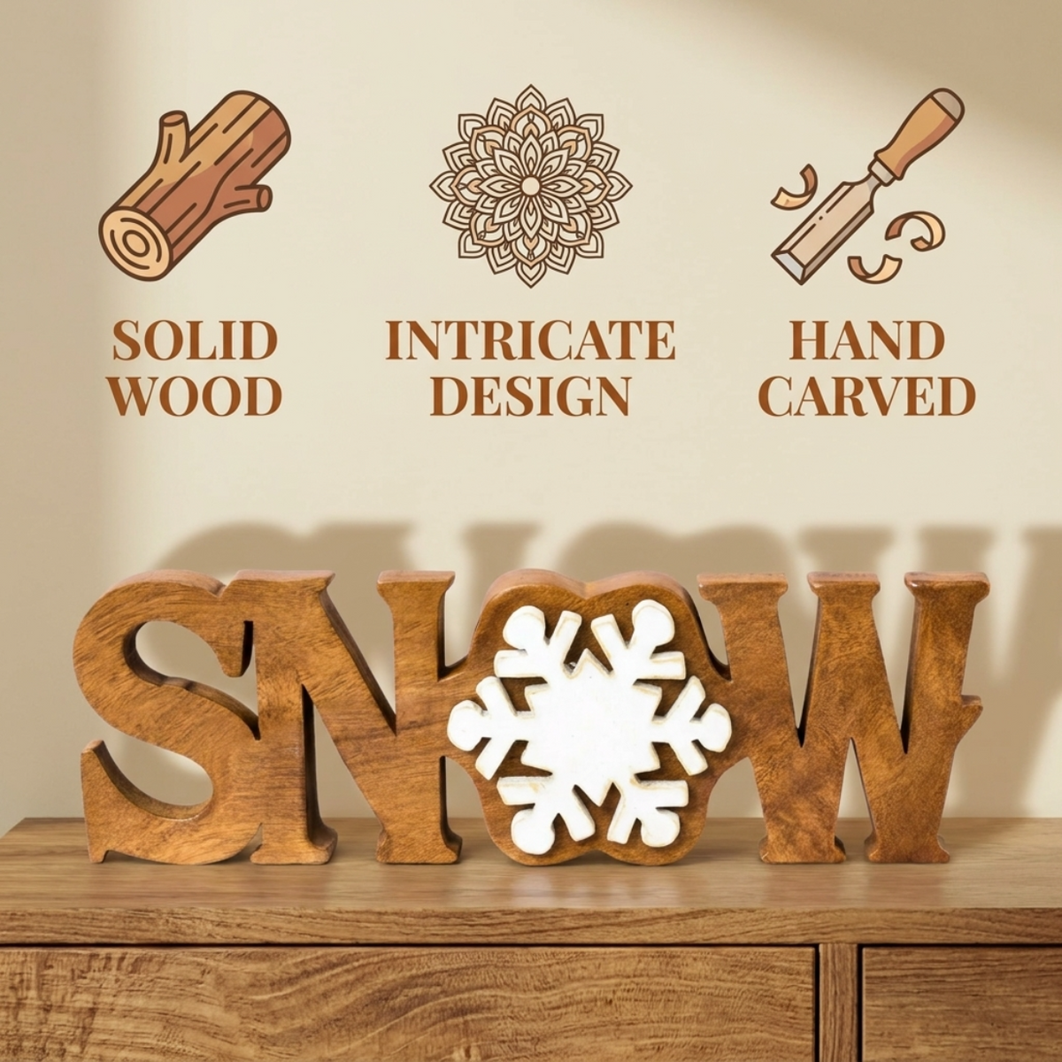 Wooden Snow Sign – Winter Grace, Acacia Wood