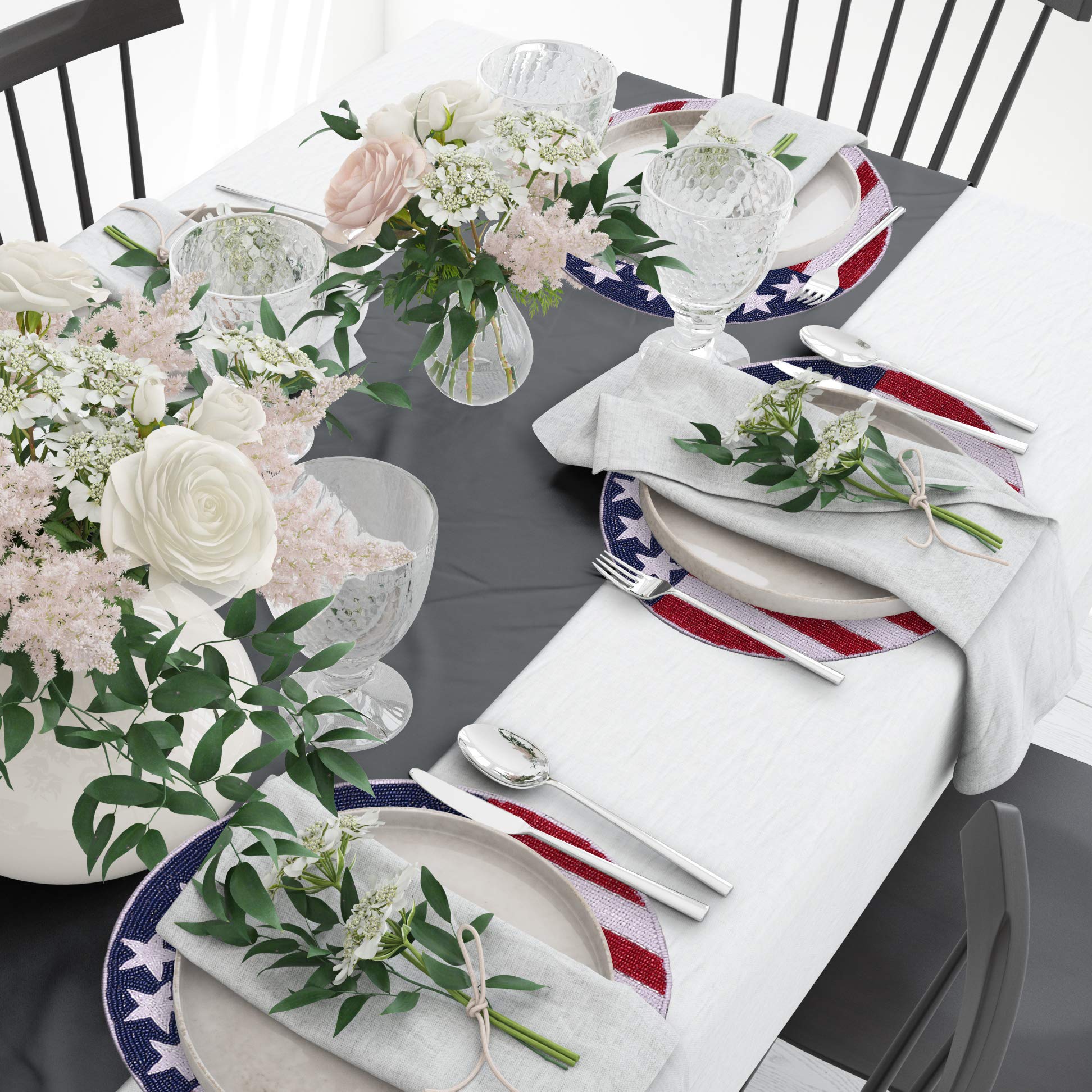 USA Patriotic Flag Round Beaded Placemats