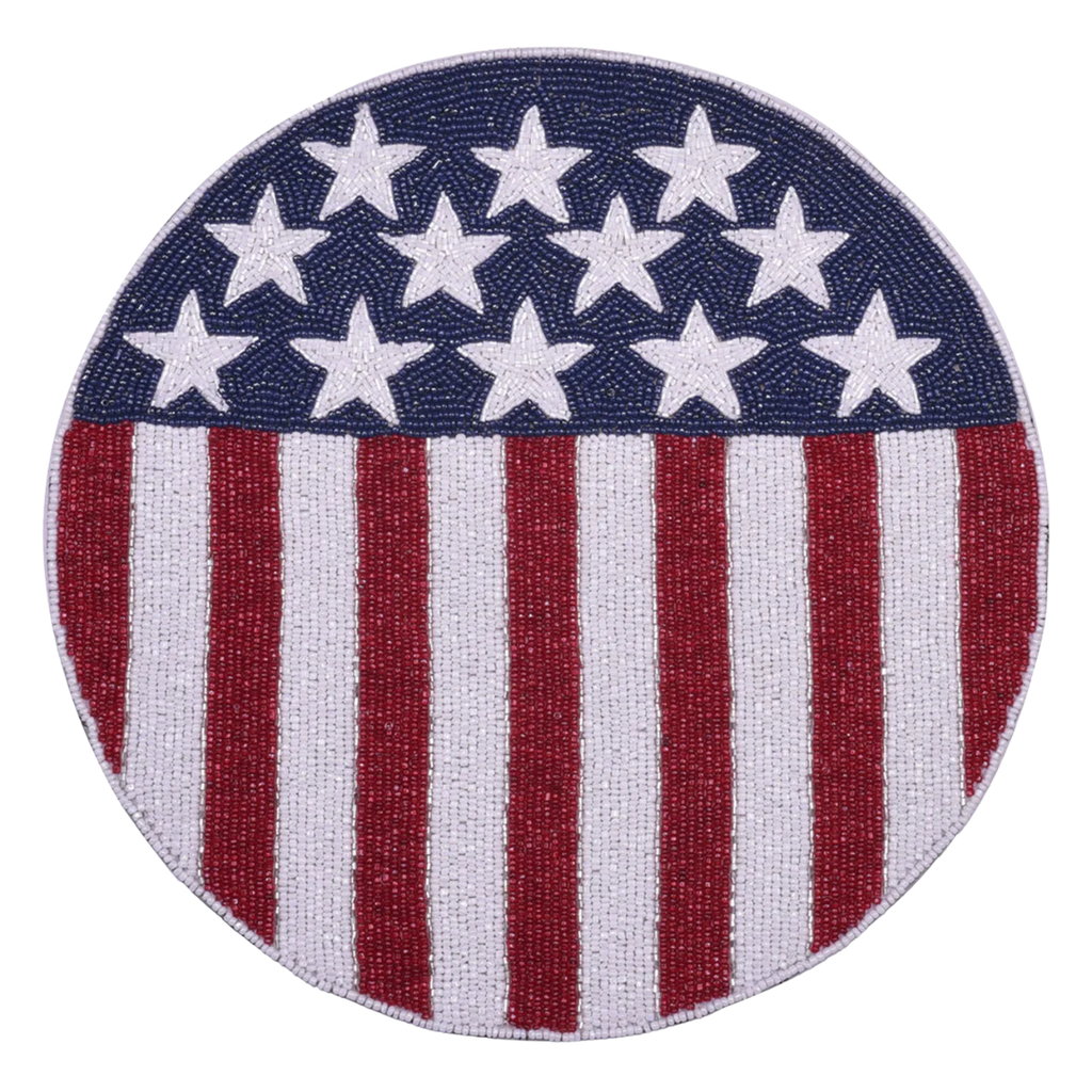 USA Patriotic Flag Round Beaded Placemats