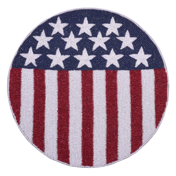 USA Patriotic Flag Round Beaded Placemats