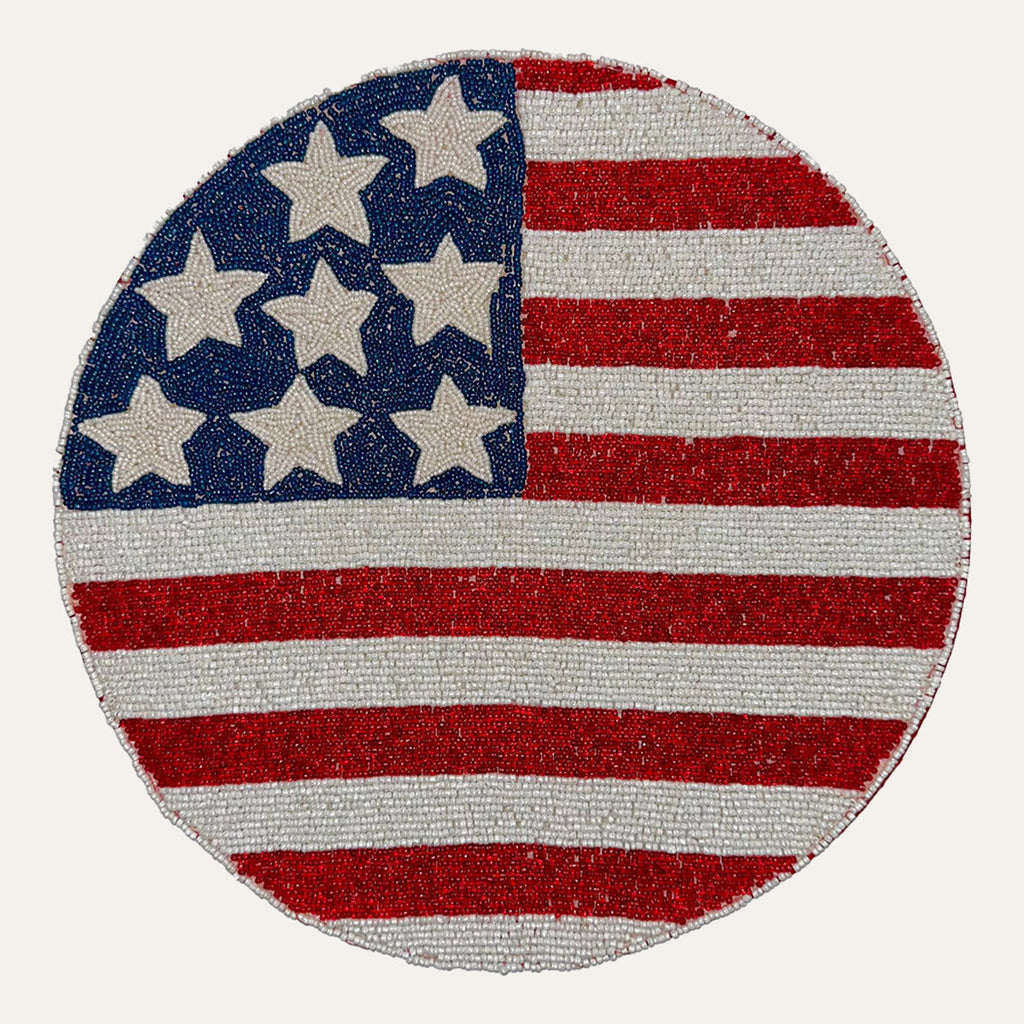 USA Flag Round Beaded Placemats