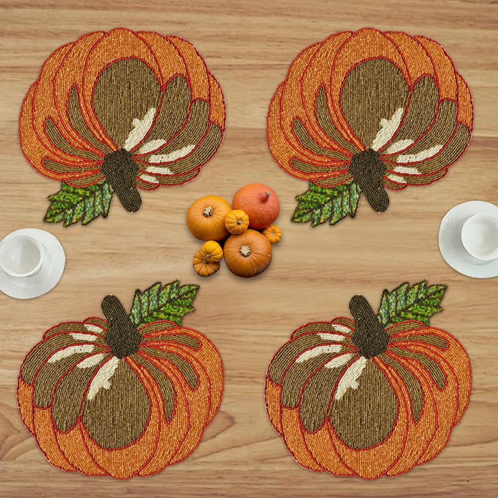Jadon Ember – Beaded Placemats, The Jadon Autumn Collection Artistic Decorative Dining Table Décor