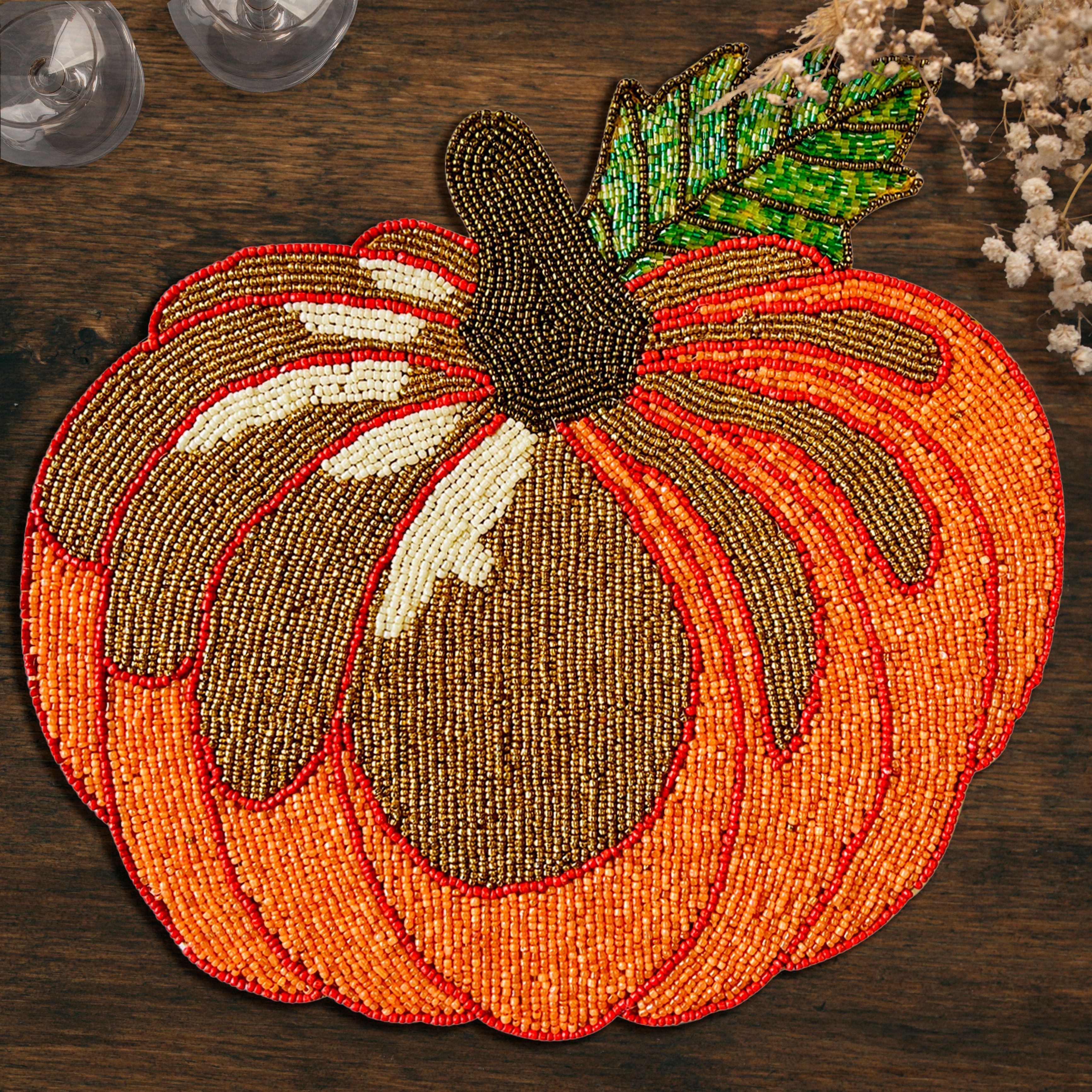 Jadon Ember – Beaded Placemats, The Jadon Autumn Collection Artistic Decorative Dining Table Décor