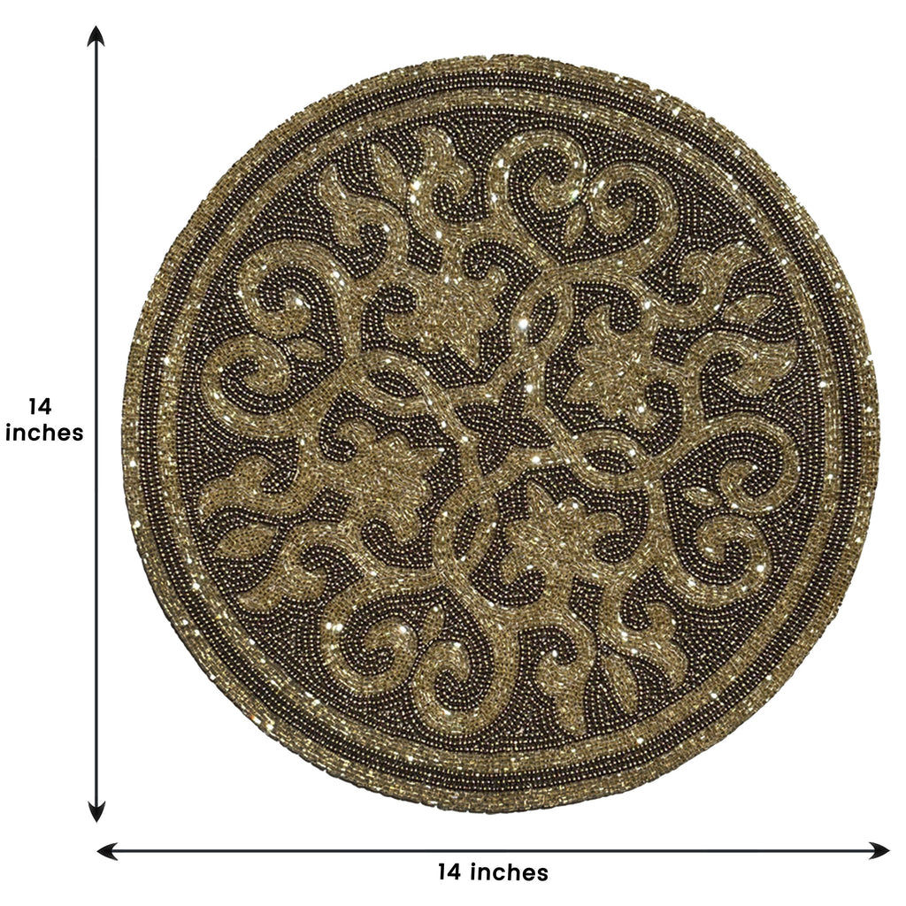 Jolin Grace – Beaded Placemats, The Jolin Collection Elegant Decorative Dining Table Décor 14 inch