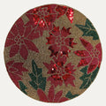 Crimson Cheer – Festive Beaded Placemats, Luxurious Decorative Dining Table Accent 14 inch