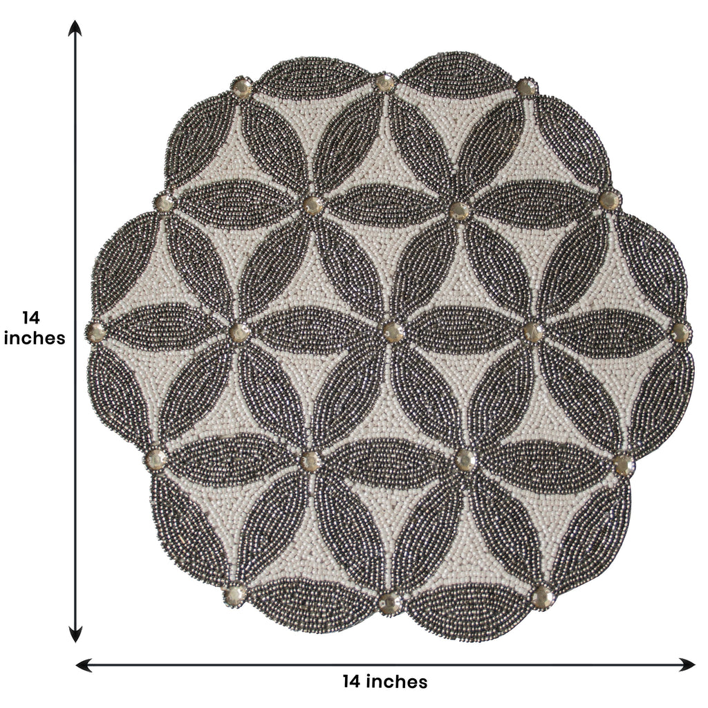 The Naughton Beaded Placemats – Luxurious Decorative Dining Table Décor 14 inch