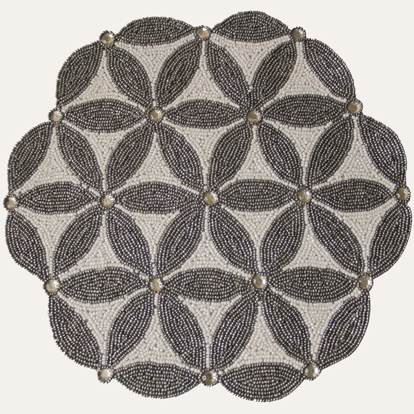 The Naughton Beaded Placemats – Luxurious Decorative Dining Table Décor 14 inch