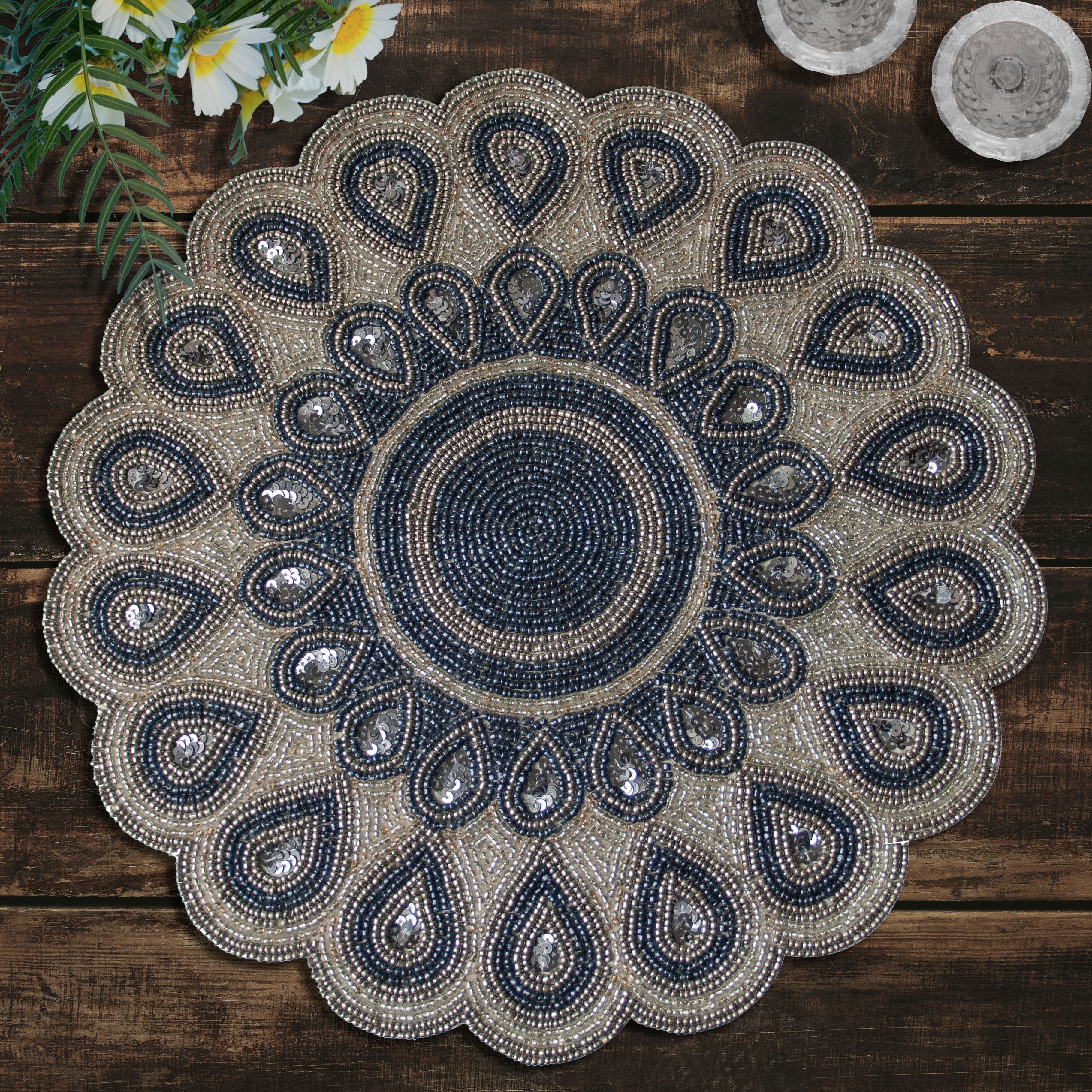 The Dodgens Charger Plates Beaded Placemats
