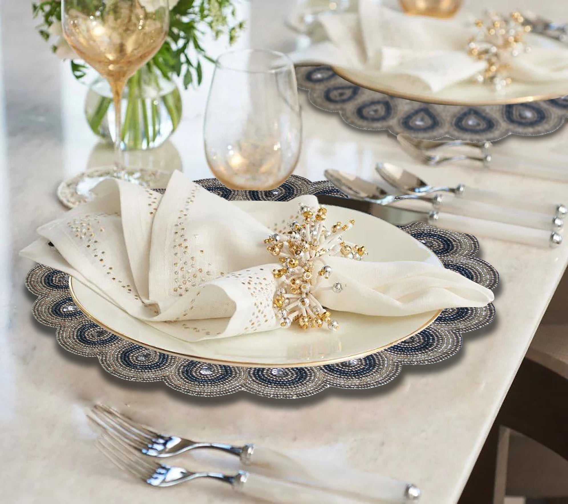 The Dodgens Charger Plates Beaded Placemats