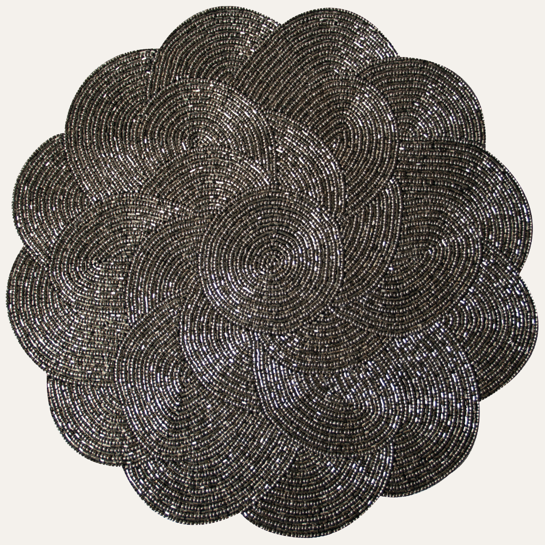 Jovie Bloom Beaded Placemats - Decorative Dining Table Décor 14 inch