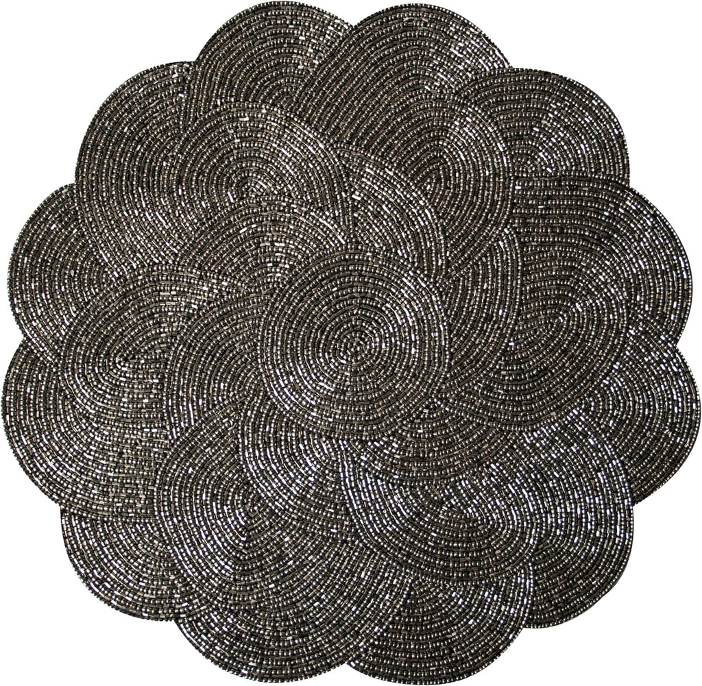 Jovie Bloom Beaded Placemats - Decorative Dining Table Décor 14 inch