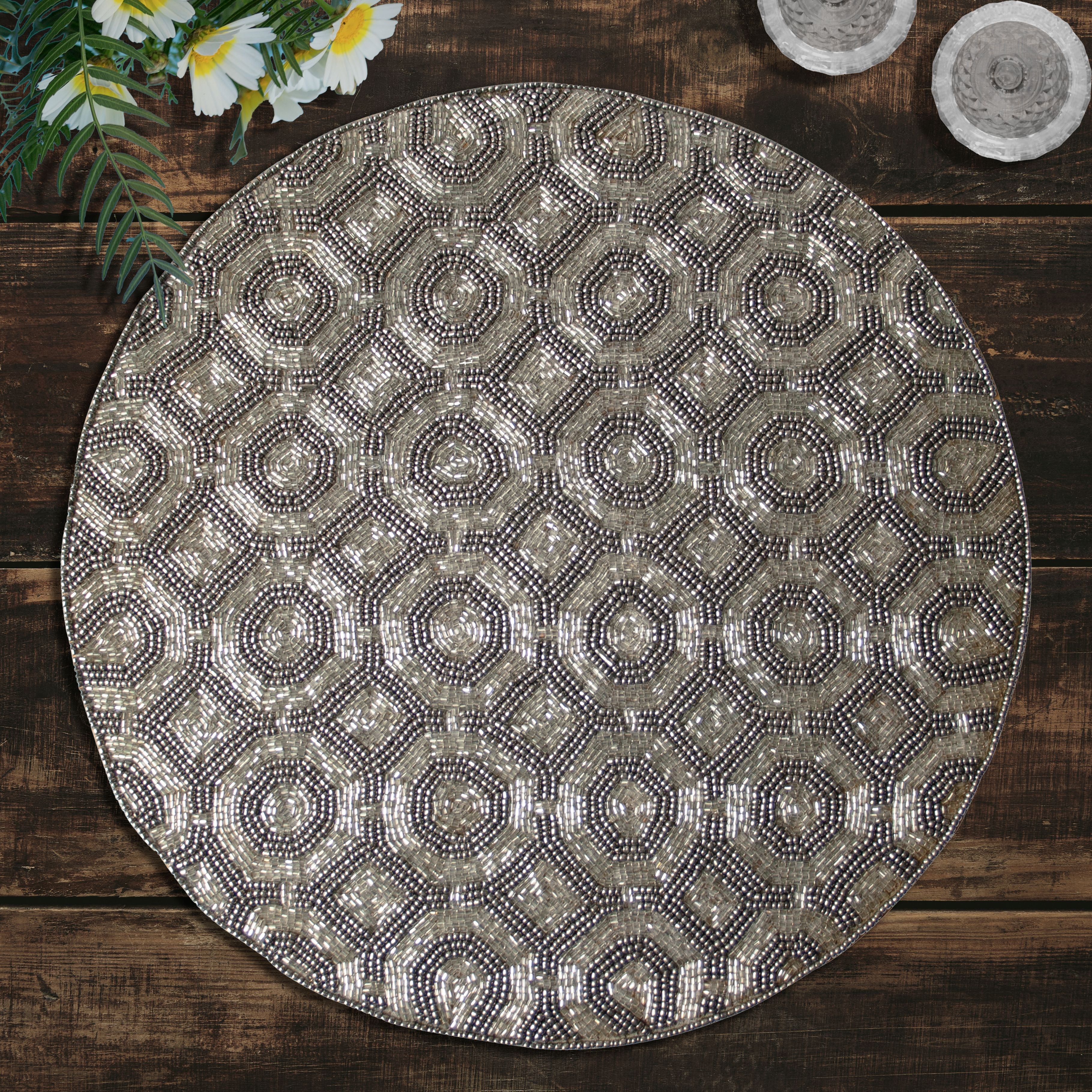 Steinbach Grace Beaded Placemats - Decorative Dining Table Décor 14 inch