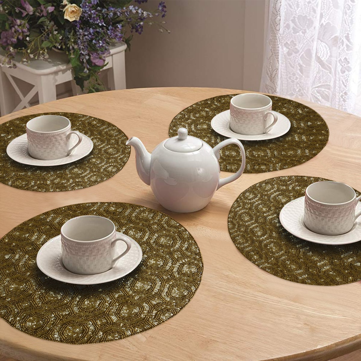 Darvin Grace Beaded Placemats - Elegant Decorative Dining Table Décor 14 inch