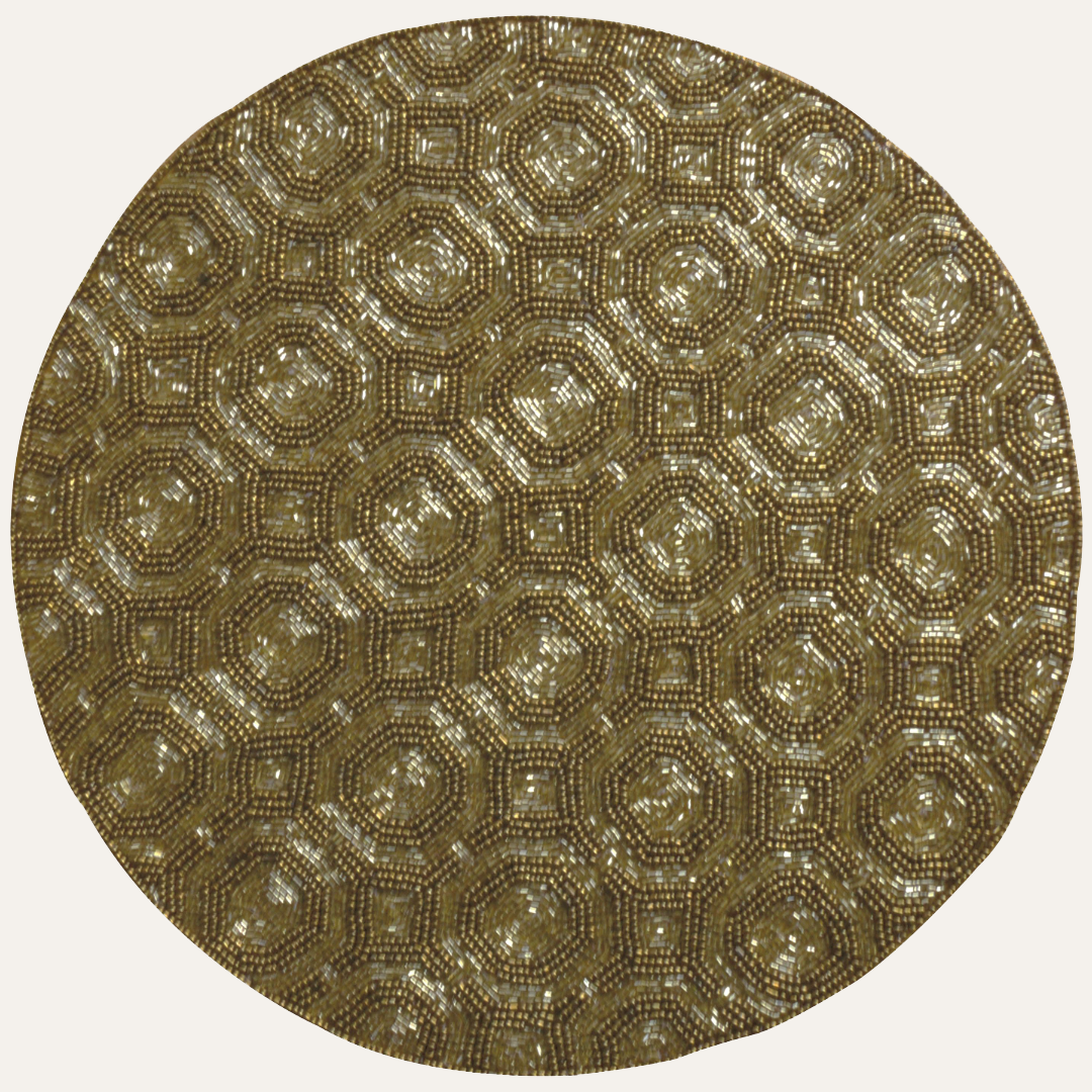 Darvin Grace Beaded Placemats - Elegant Decorative Dining Table Décor 14 inch