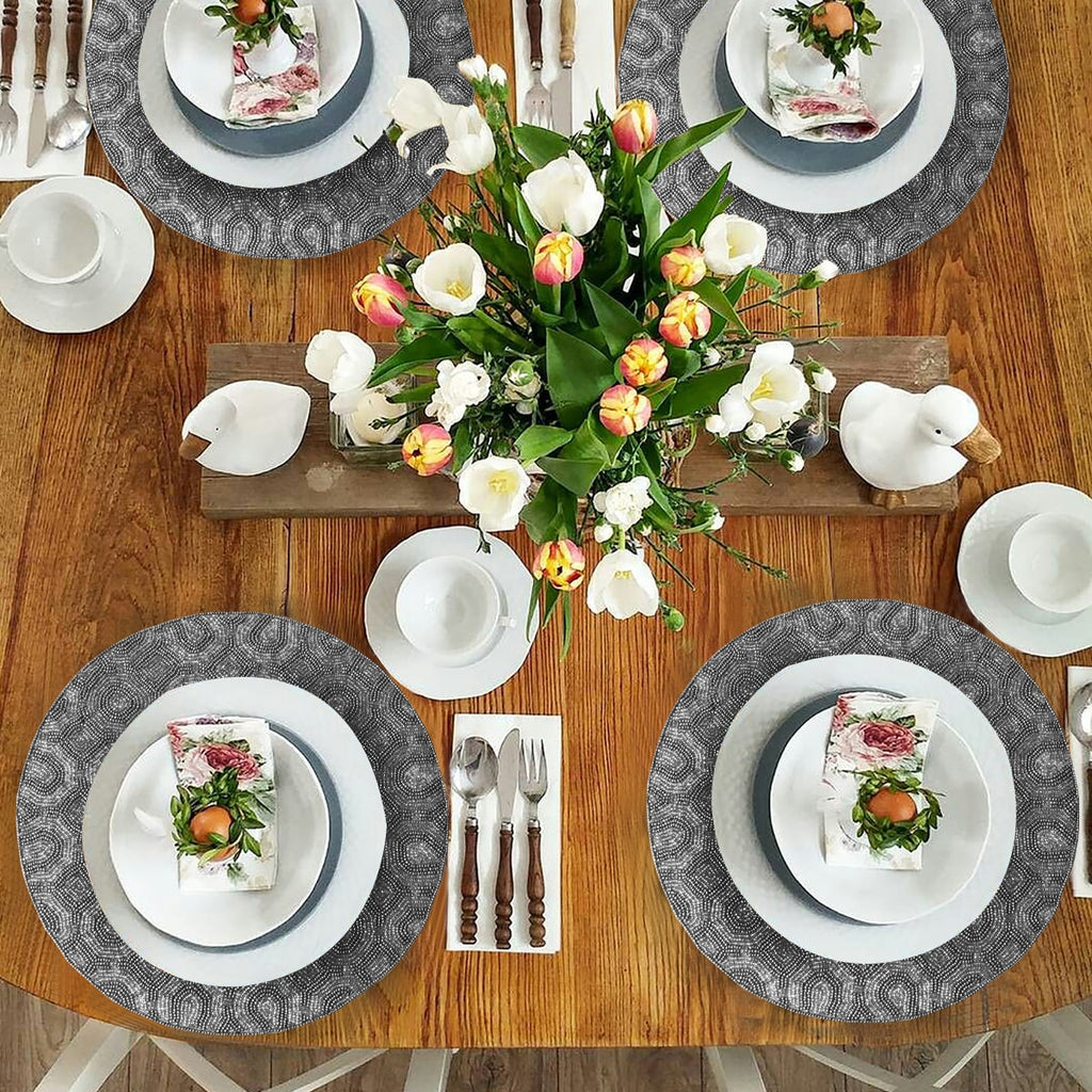 Adella Bloom Beaded Placemats - Decorative Dining Table Décor 14 inch