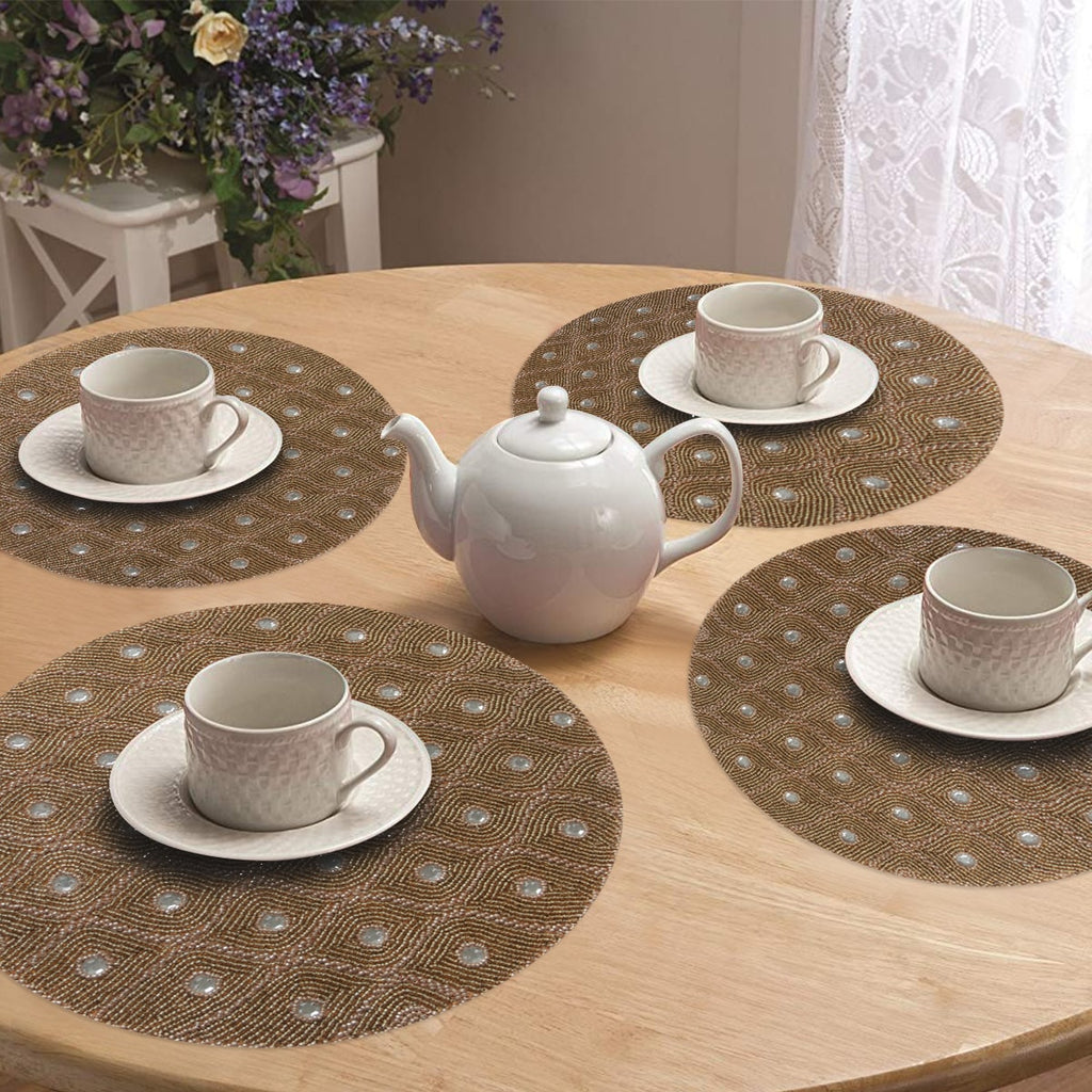 Clement Meadow – Beaded Placemats, The Clement Collection Artistic Decorative Dining Table Décor 14 inch