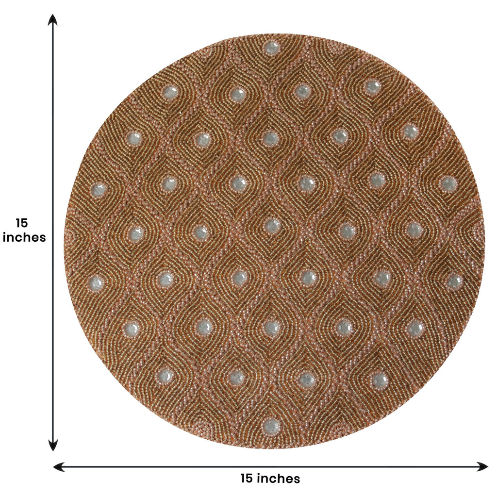 Clement Meadow – Beaded Placemats, The Clement Collection Artistic Decorative Dining Table Décor 14 inch