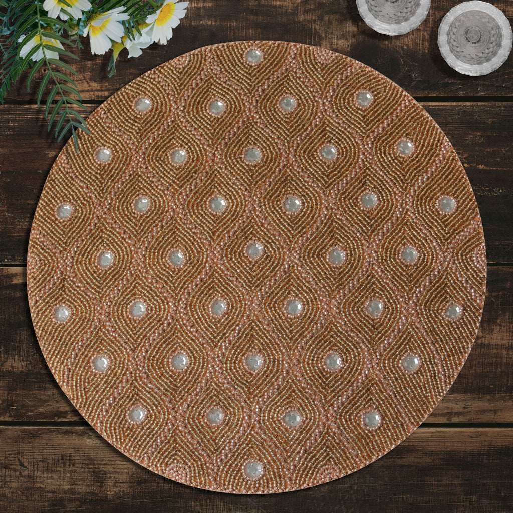 Clement Meadow – Beaded Placemats, The Clement Collection Artistic Decorative Dining Table Décor 14 inch