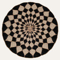 Ebony Drift – Round Beaded Placemats in Black Beige, Luxurious Decorative Dining Table Accent 14 inch