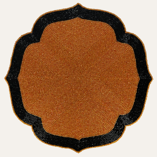 Beaded Placemats – 14 Inch Heat Resistant Copper Black Dining Table Mats
