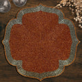 Sunset Frost – Beaded Placemats in Burnt Orange and Silver, Luxurious Decorative Dining Table Accent 14 inch