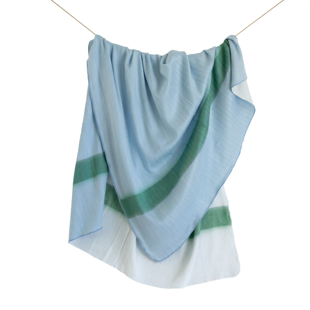 Reversible Handwoven Alpaca Throw Blanket | Powder Blue & Green | Kani Collection