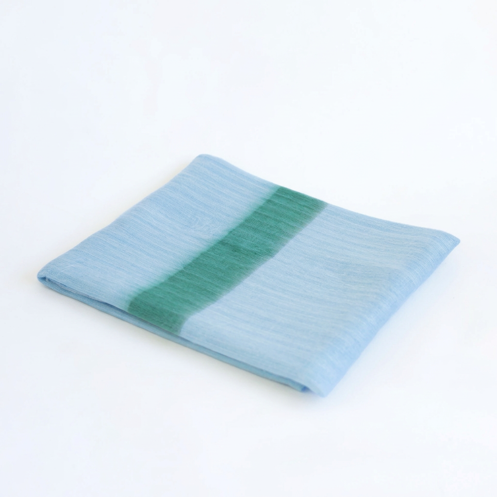 Reversible Handwoven Alpaca Throw Blanket | Powder Blue & Green | Kani Collection