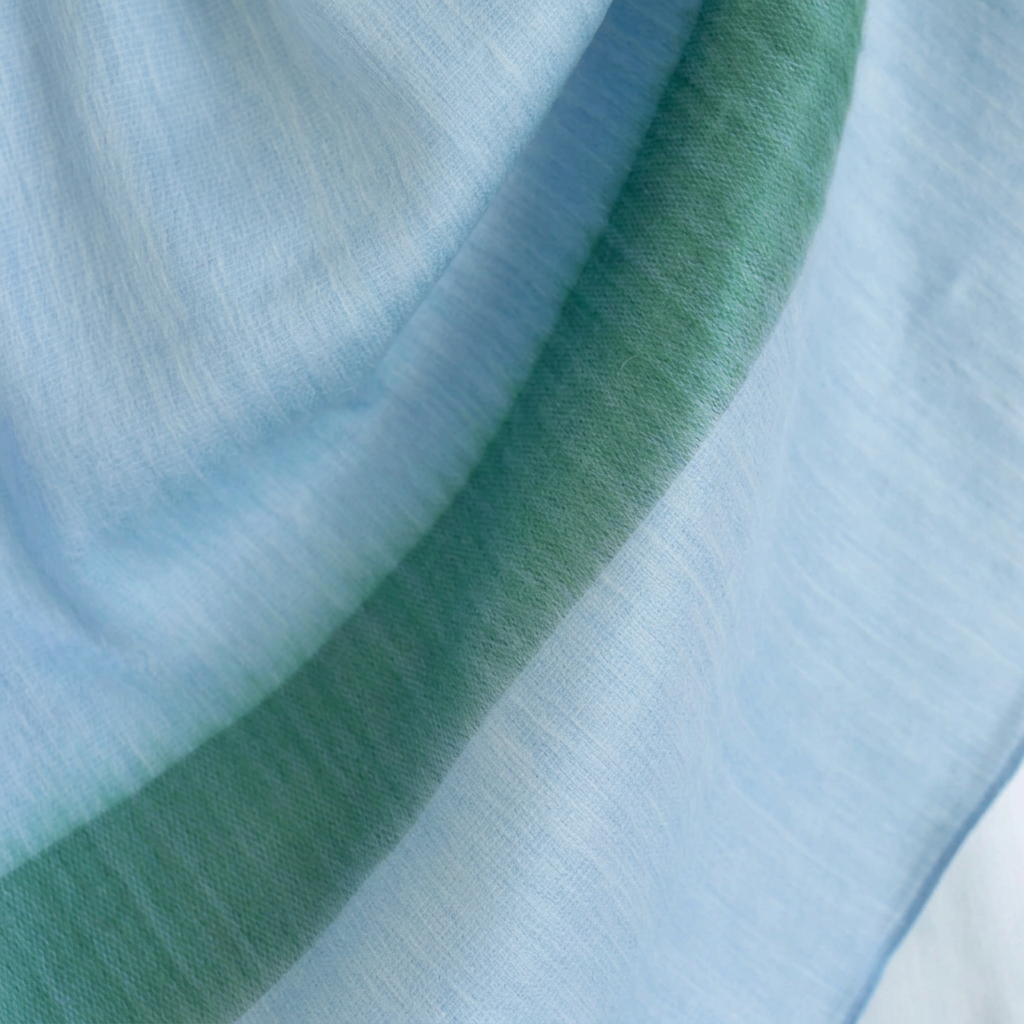 Reversible Handwoven Alpaca Throw Blanket | Powder Blue & Green | Kani Collection