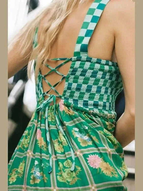 Printed Square Neck Tiered Dress Eco My Home Dresses Salty Season LLC ecomyhome.store United States