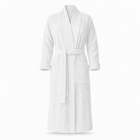 Turkish Cotton Terry Cloth Pleated Bathrobe