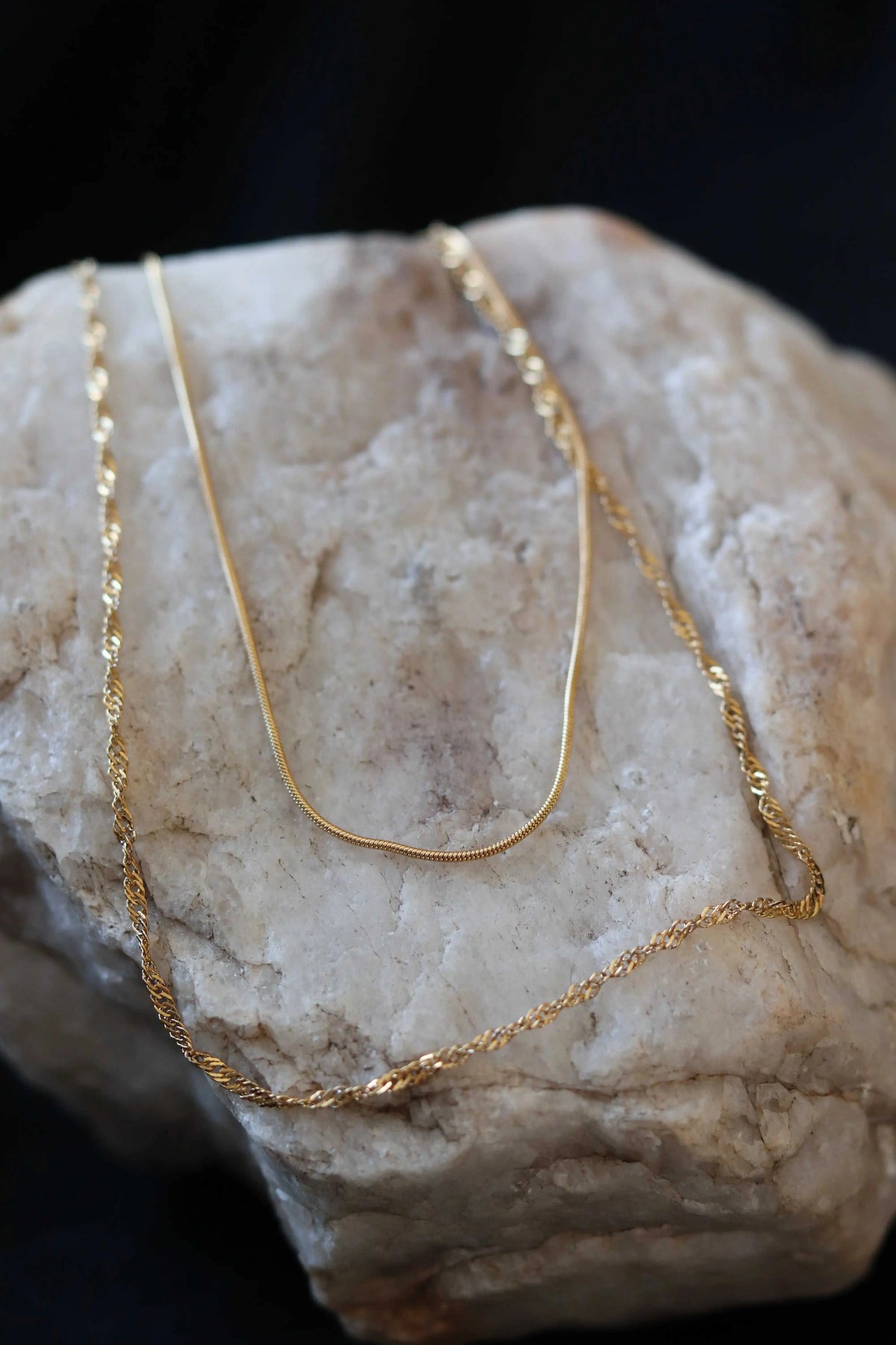 Quinn Double Layered Gold Necklace – 18K Gold Plated Stainless Steel Waterproof Chain Necklace Eco My Home  cedarandcypress ecomyhome.store United States