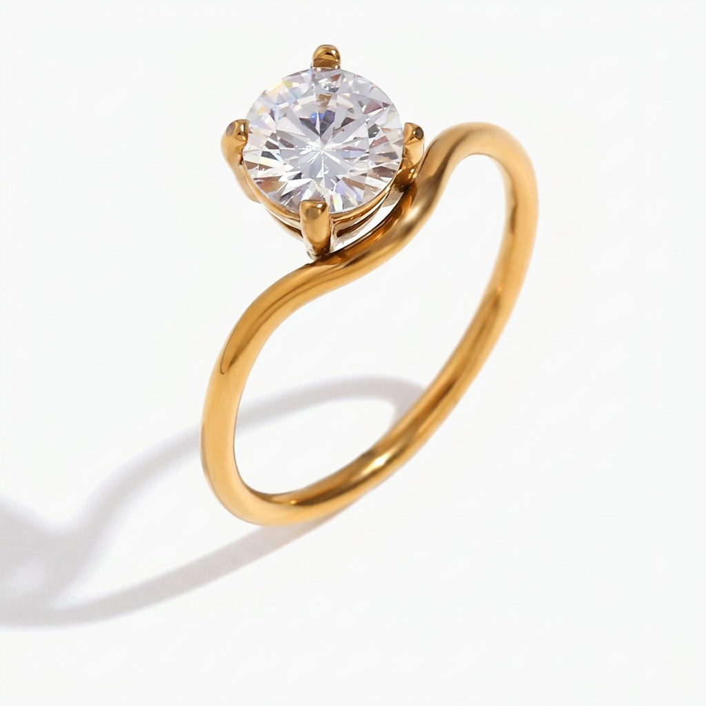 Radiant Gold Cubic Zirconia Ring