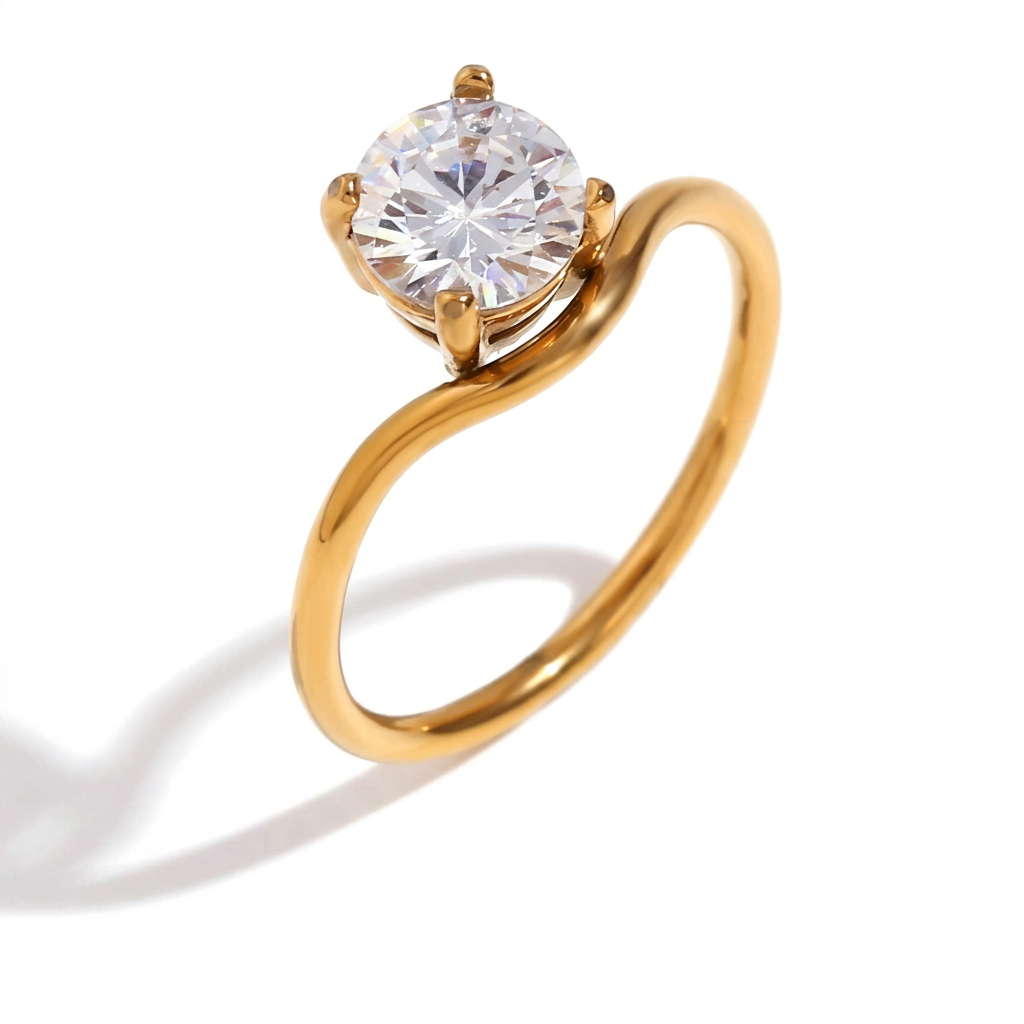 Radiant Gold Cubic Zirconia Ring