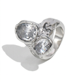 Golden Gold-Plated Zircon Statement Ring