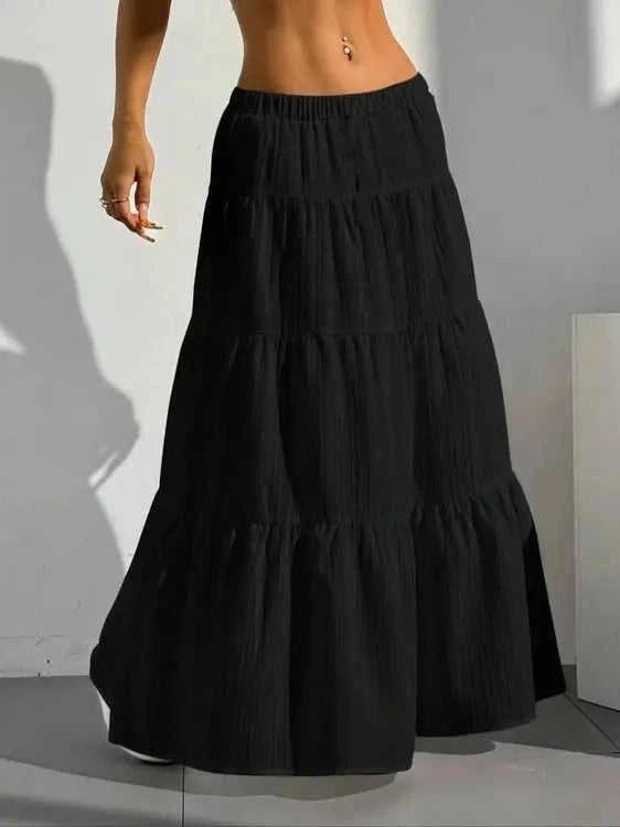 Radically Authentic Flowy Tiered Maxi Skirt Eco My Home Skirt Salty Season LLC ecomyhome.store United States