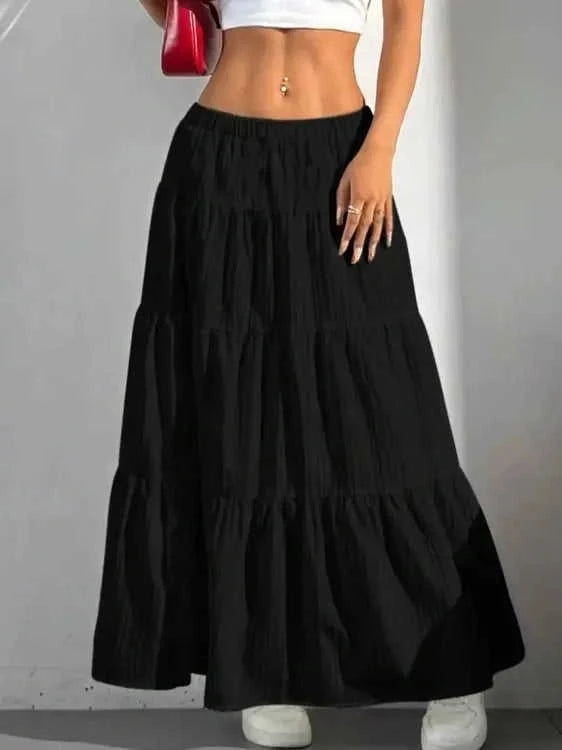 Radically Authentic Flowy Tiered Maxi Skirt Eco My Home Skirt Salty Season LLC ecomyhome.store United States
