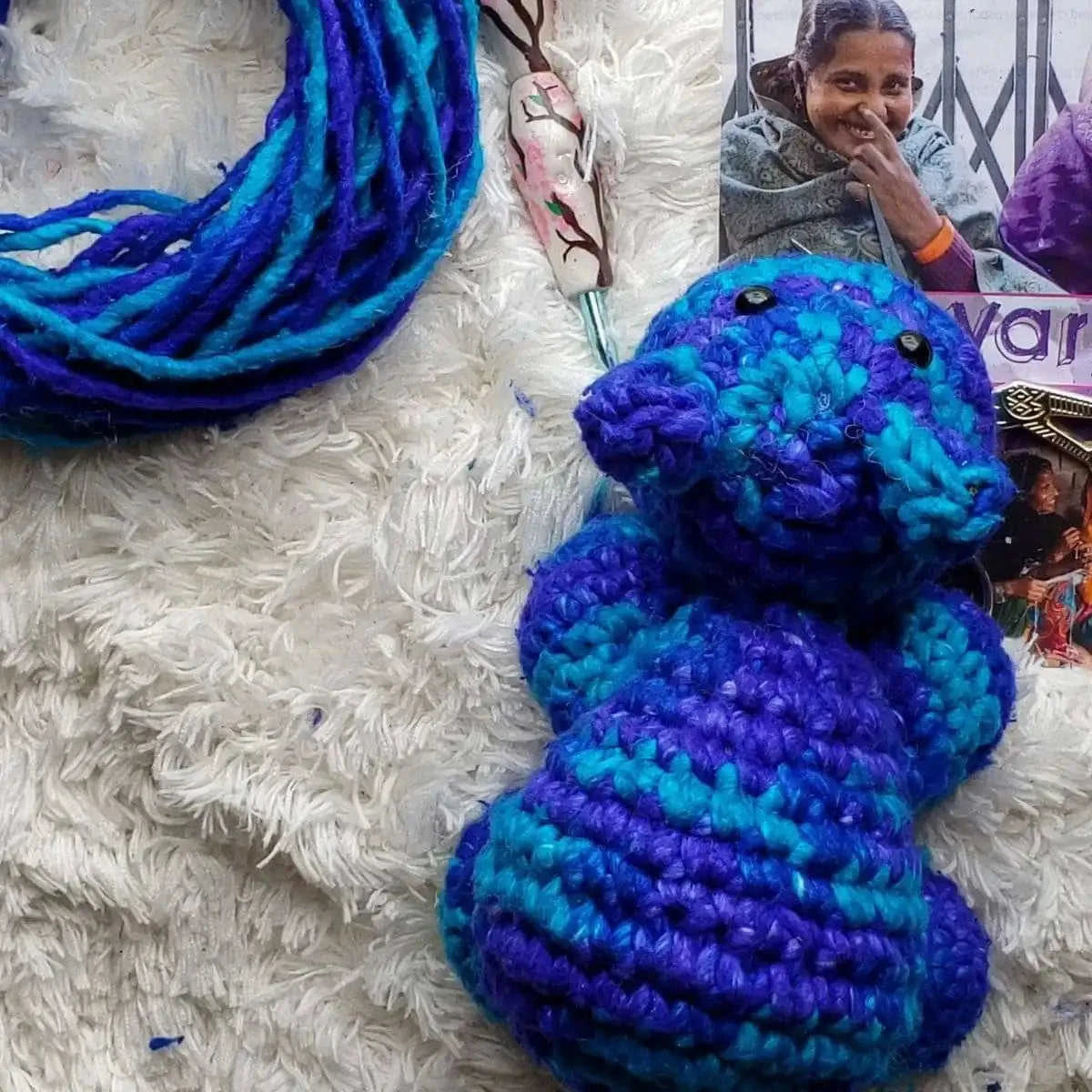 Recycled Silk Baby Hippo Crochet Kit Eco My Home Kits Darn Good Yarn ecomyhome.store United States