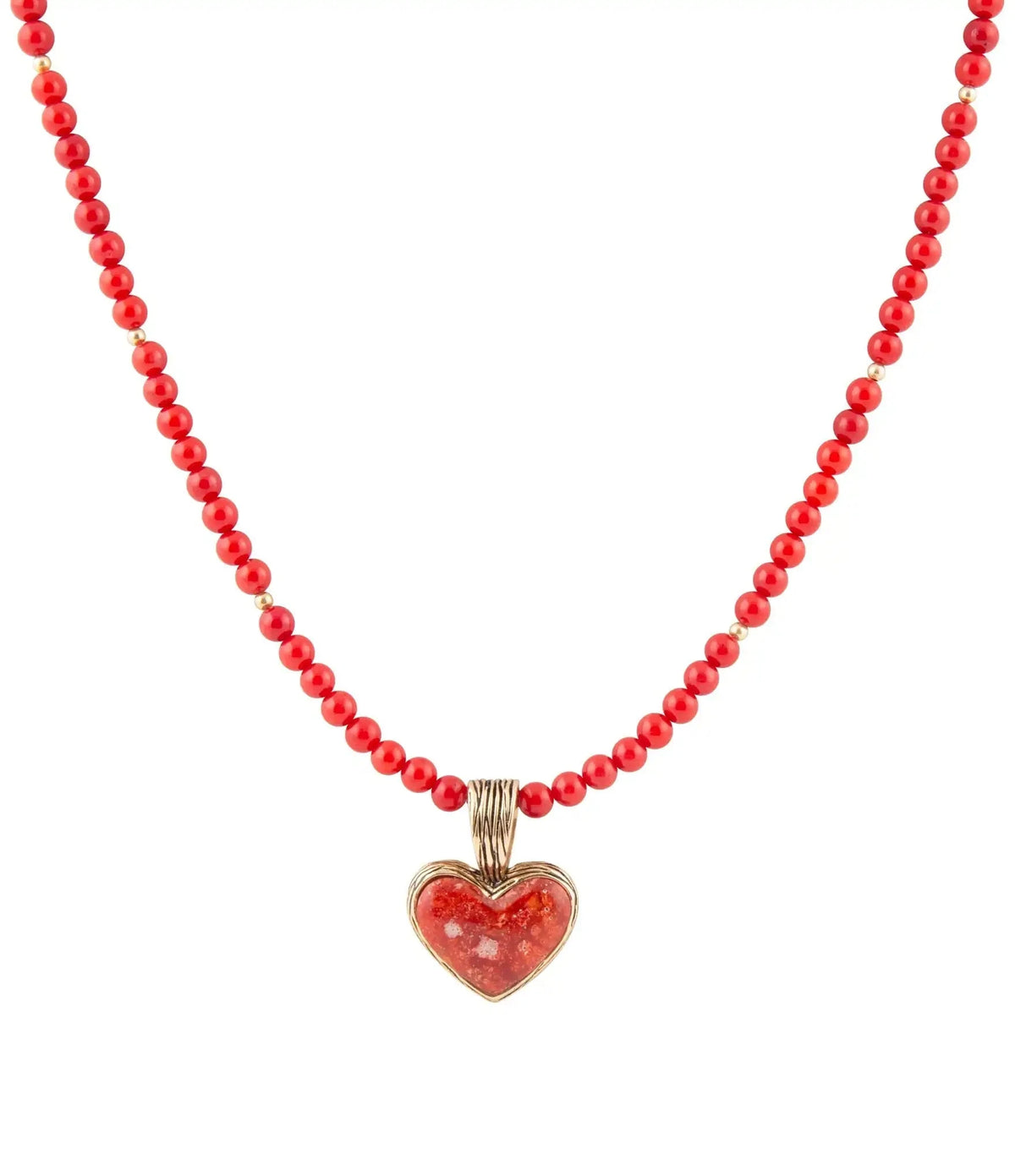 Red Coral Hart Pendant Golden Bronze Necklace Eco My Home Necklaces Barse Jewelry ecomyhome.store United States