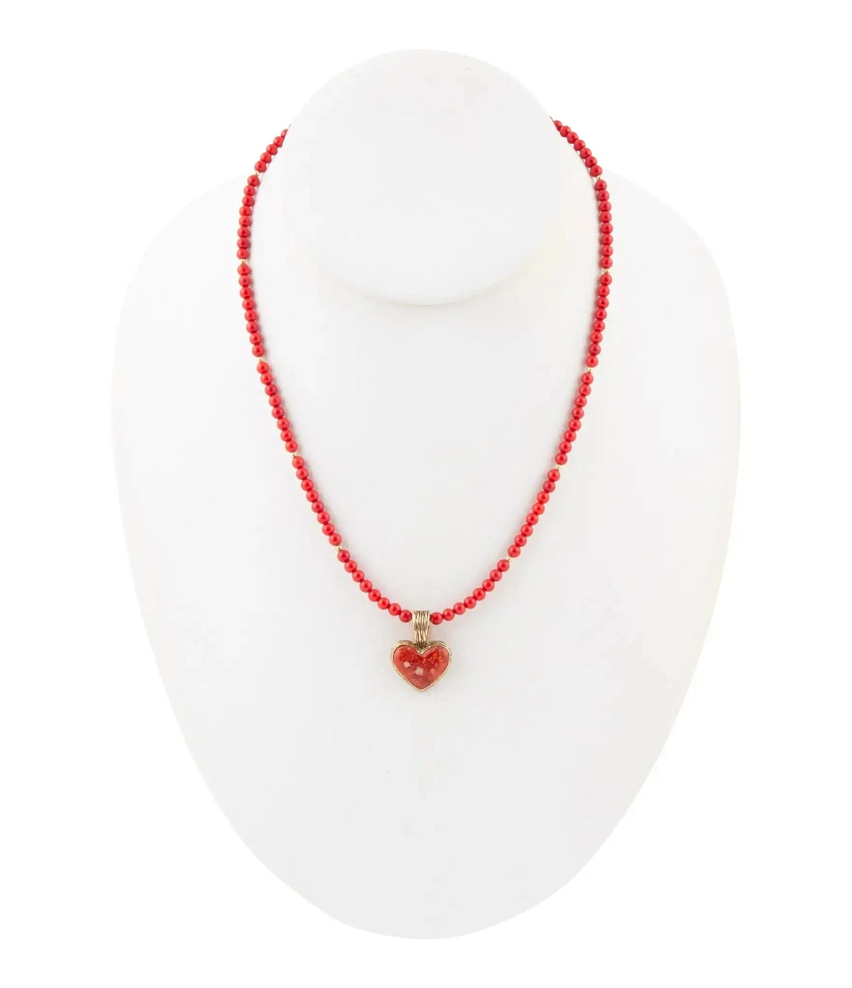 Red Coral Hart Pendant Golden Bronze Necklace Eco My Home Necklaces Barse Jewelry ecomyhome.store United States