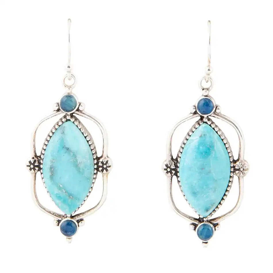 Regal Blue Turquoise and Apatite Sterling Silver Drop Earrings Eco My Home Earrings Barse Jewelry ecomyhome.store United States