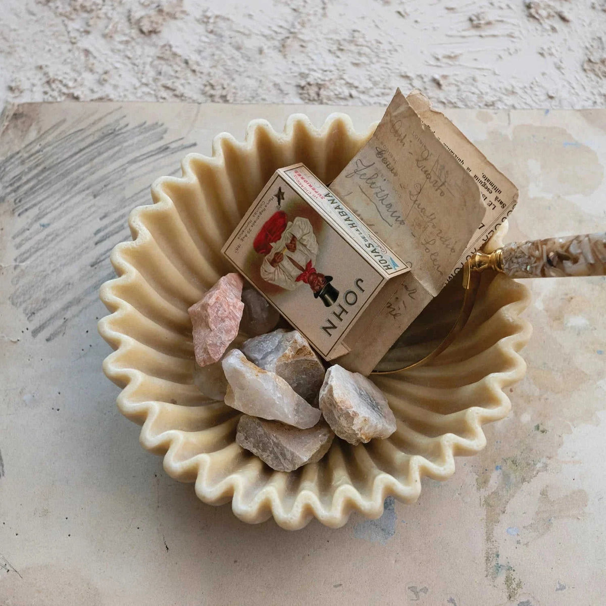 Resin Pleated Bowl Eco My Home Decorative Bowls White Cliff Studio ecomyhome.store United States