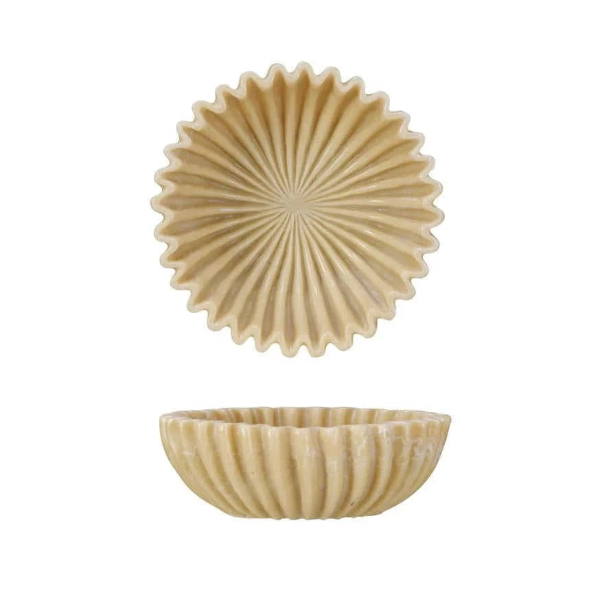 Resin Pleated Bowl Eco My Home Decorative Bowls White Cliff Studio ecomyhome.store United States