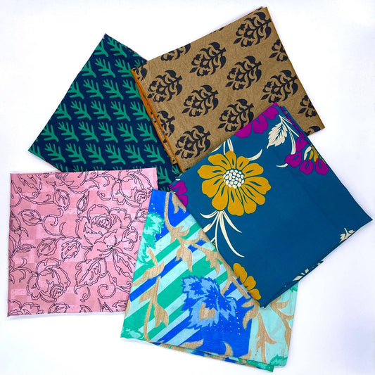 Reusable Sari Silk Gift Wrap - 5-pack
