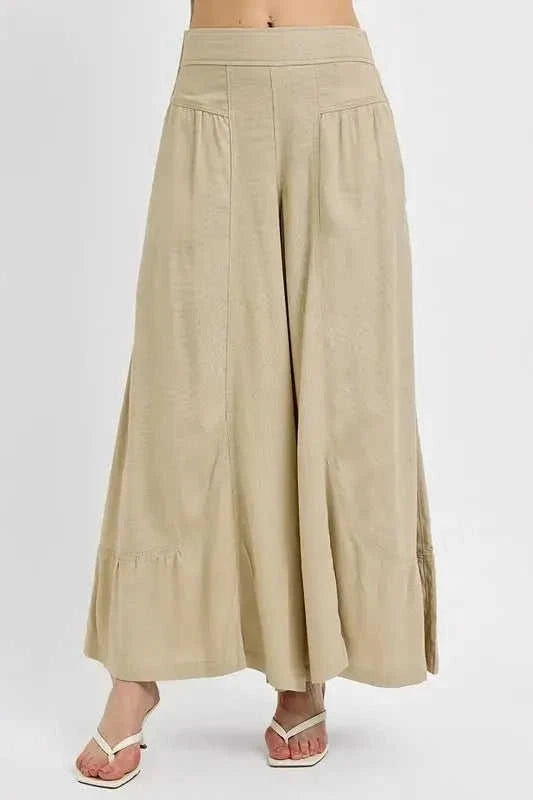 RISEN Shirring Detail Wide Leg Pants for Effortless Style and Comfort Eco My Home  Salty Season LLC ecomyhome.store United States