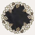 Midnight Gold – Black Gold Table Doilies, Tarantino Collection Decorative Table Linen 15 inch