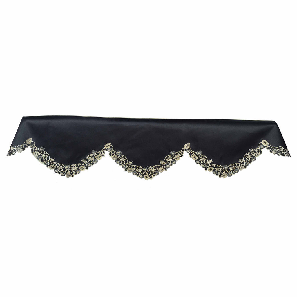 Midnight Gold – Black Gold Mantel Scarf, Tarantino Collection Decorative Home Accent 18*90 Inch