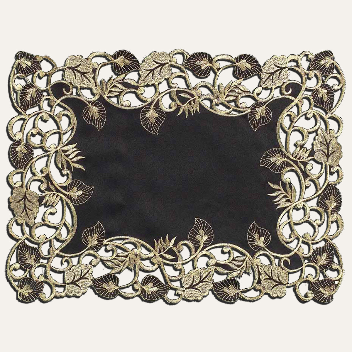 Midnight Gold – Black Gold Table Placemats, Tarantino Collection Elegant Dining Décor 12*18 inch