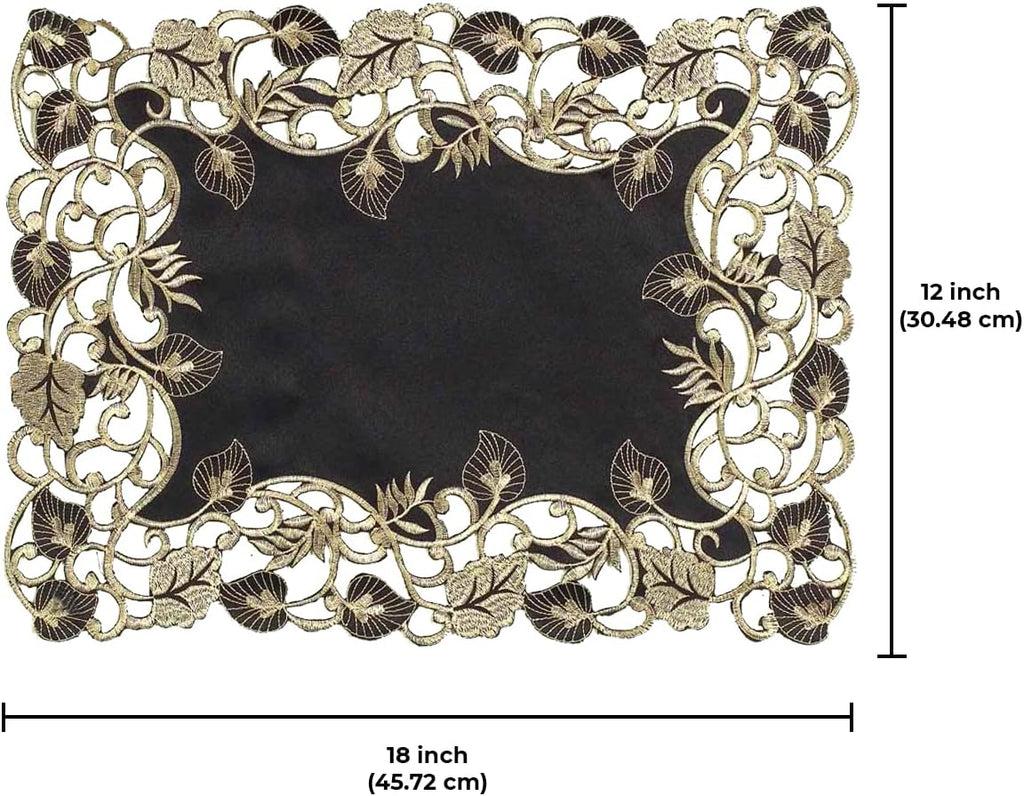Midnight Gold – Black Gold Table Placemats, Tarantino Collection Elegant Dining Décor 12*18 inch