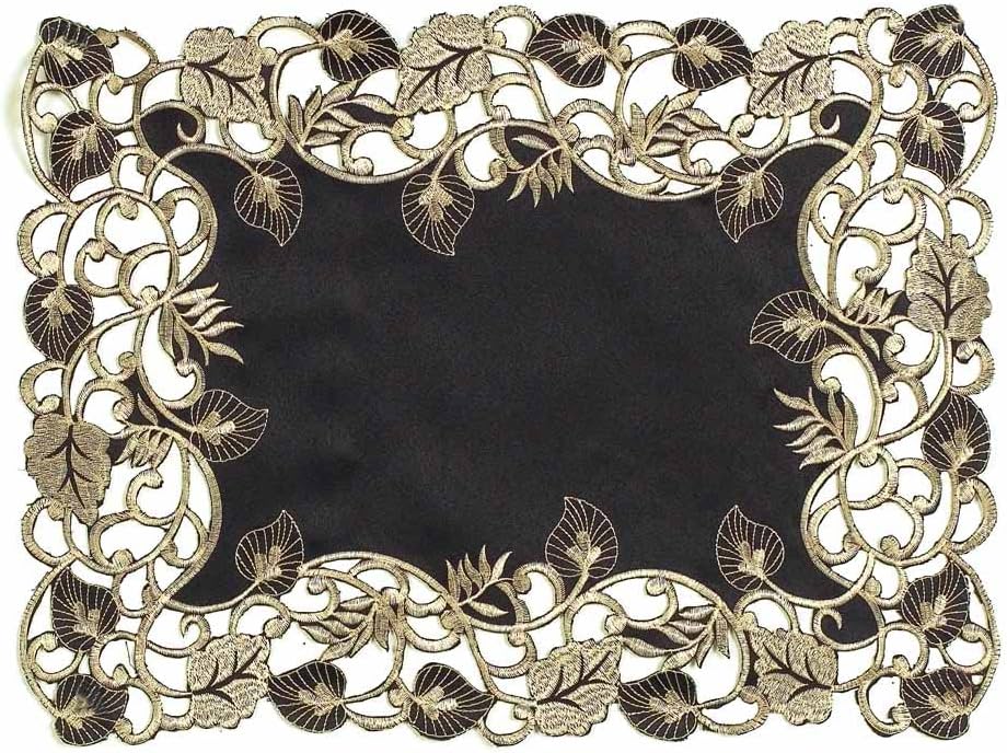 Midnight Gold – Black Gold Table Placemats, Tarantino Collection Elegant Dining Décor 12*18 inch