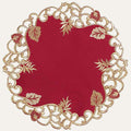 Burgundy Gold Doilies – Rustic Table Decor 15 Inch Embroidered Table Mats
